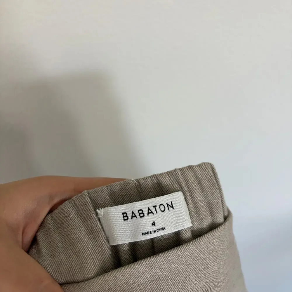 Babaton Aritzia Cohen Beige Linen Pull On Ankle Pants (4)